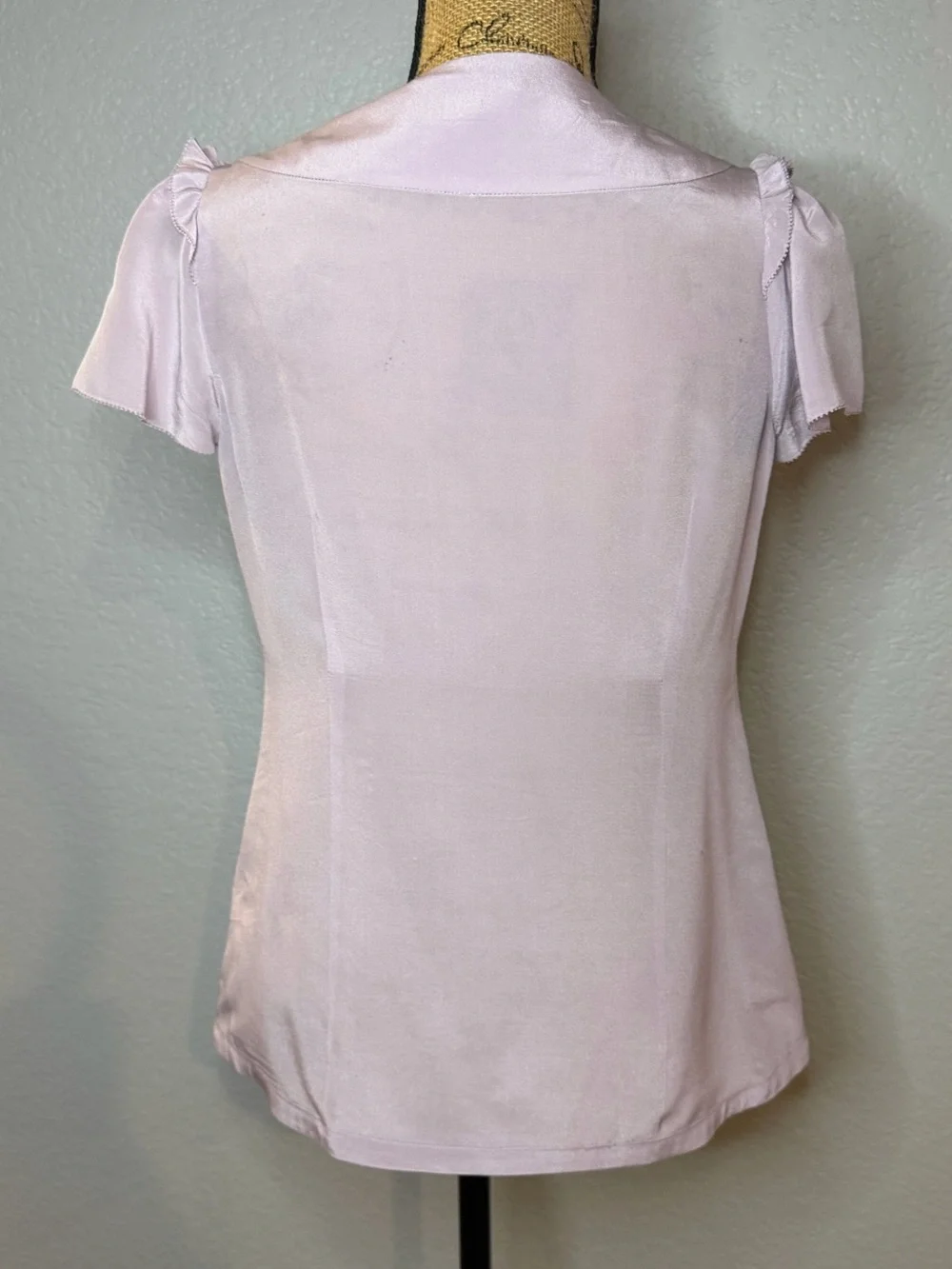 Banana Republic Silk Light Lilac Pleated Button-Front Blouse